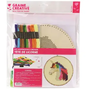 Comparateur de prix : Graine Creative Coffret suspension en bois à broder - Tête de licorne
