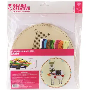 Kit Suspension à Broder Lama - GRAINES CREATIVES - Blanc, Rose, Vert - Blanc