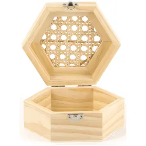 GRAINE CREATIVE ON A TOUS DU TALENT Boite en bois hexagonale et couvercle cannage 16,5 x 14 x 80 cmVendu parscrapmalin