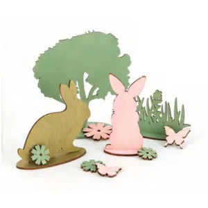 Comparateur de prix : GRAINE CREATIVE ON A TOUS DU TALENT Décor en bois à monter soi-même Lapins et Nature 22,5 x 17,5 x 0,2 cm