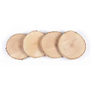 Rondelles de bois 7-10cm 4 pièces - Graine créative Beige pas cher