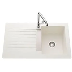 Ewi evier soledad 86x50cm 1 bac 1 égouttoir blanc pas cher