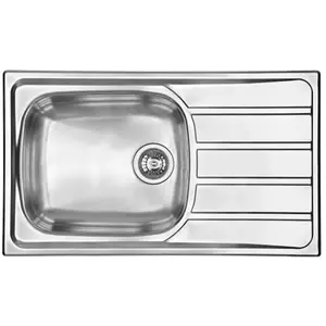 LUISINA EWI Evier cuisine à encastrer 1 grand bac + 1 égouttoir Quartz - Inox - 86 x 50 cmVendu parconforama