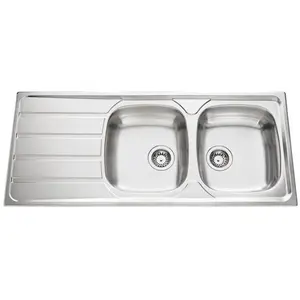 SCD Evier 2 bacs, 1 égouttoir ROCK inox lisse pas cher