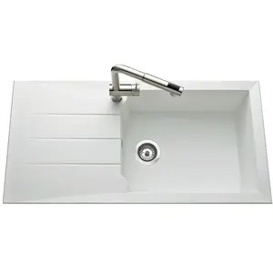 LUISINA Evier résine 1 bac SLAM 100 x 50 cm blanc pas cher