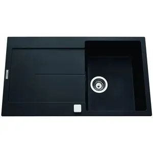 Comparateur de prix : EWI Evier cuisine à encastrer 1 bac + 1 égouttoir Tamaris - Granit - 86 x 50 cm - Noir