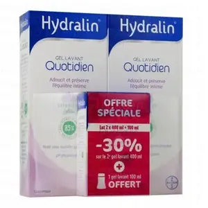 HYDRALIN Quotidien Gel lavant lot de 2x400ml + 100ml offertVendu parpharmacie-prado-mermoz
