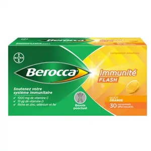 Comparateur de prix : Berocca Immunité Flash 30 Comprimés Effervescents