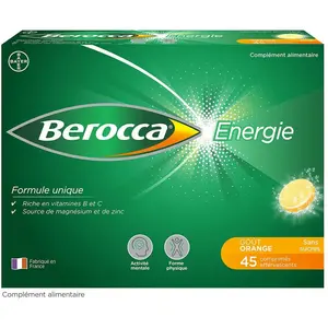 Comparateur de prix : Berocca Énergie Goût Orange 45 Comprimés Effervescents