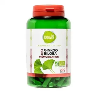 Comparateur de prix : Pharmascience ginkgo biloba bio mémorisation 200 gélules