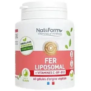 Comparateur de prix : Nat & Form Fer Liposomal 60 gélules végétales