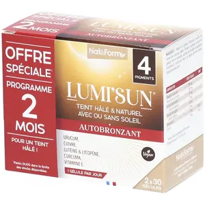 Comparateur de prix : Nat & Form Lumi'Sun Autobronzant Duo 60 gélules