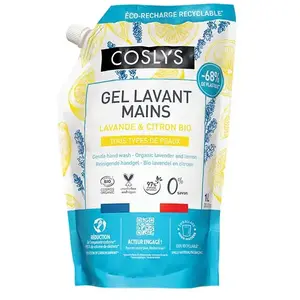 Coslys Gel Lavant Mains Lavande Citron Bio Eco-recharge 1L pas cher