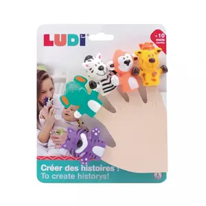Comparateur de prix : LUDI - Puppets à doigts Savane - 5 marionnettes en plastique souple pour animer les histoires