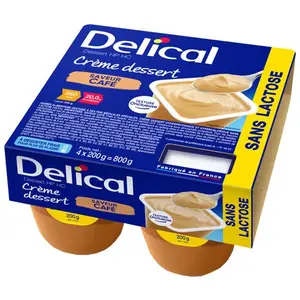 Delical Crème Dessert HP HC sans lactose saveur café lot de 4x200ml