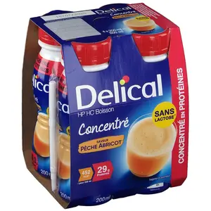 Comparateur de prix : DELICAL Concentré - Boisson HP/HC saveur pêche abricot 4x200ml