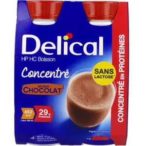 Comparateur de prix : Delical Concentré Boisson HP HC Sans Lactose Chocolat | 4 x 200 ml