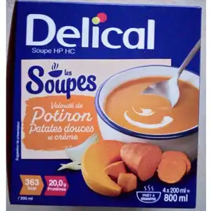 DELICAL Délical Soupes Velouté de Potiron Patates Douces et Crème 4x200Ml pas cher