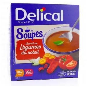 Comparateur de prix : DELICAL Délical Soupes Velouté de Velouté de Légumes du Soleil 4x200Ml