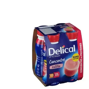 Comparateur de prix : Delical Concentré Boisson HP HC Sans Lactose Fraise | 4 x 200 ml