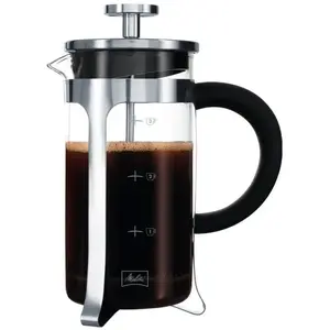 Comparateur de prix : MELITTA Cafetière à piston Micro-Ondable Premium en verre et inox 3 tasses