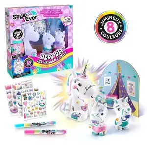 Comparateur de prix : Style 4 ever Jeu créatif Mini Deco Diy La Famille Licorne avec licorne lumineuse