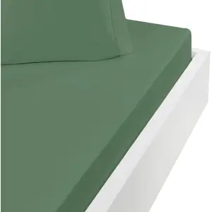 Sensei Maison Drap housse en flanelle de coton bonnet 30 cm lichen 180x200 cm pas cher