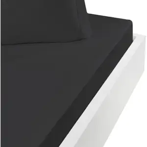 Sensei Maison Drap housse en coton bonnet 30 cm  anthracite 160x200 cm pas cher