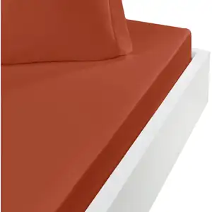 Sensei Maison Drap housse en coton bonnet 30 cm  auburn 120x190 cm pas cher