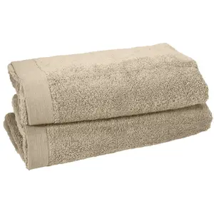 Sensei Maison Lot de 2 draps de bain 500 g/m²  sable 70x130 cm pas cher