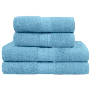 Sensei Maison Ensemble de bain 4 pièces en coton Cobalt pas cher