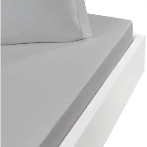 Sensei Maison Drap housse en coton bonnet 30 cm gris perle 140x190 cm pas cher