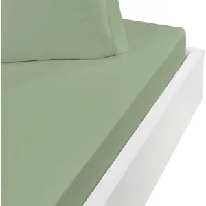 Sensei Maison Drap housse en coton bonnet 30 cm sauge 180x200 cm pas cher