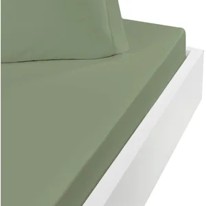 Sensei Maison Drap housse en coton bonnet 30 cm  sauge 80x200 cm pas cher