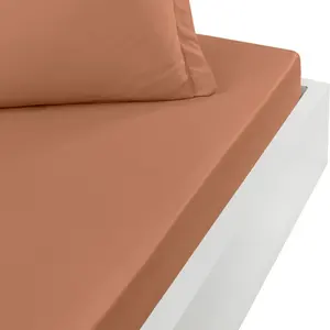 Sensei Maison Drap housse en coton bonnet 30 cm brique 160x200 cm pas cher