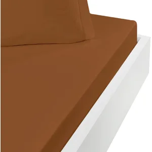Sensei Maison - Drap Housse en Coton Bonnet 30 cm Studio - 90x190 cm - Brique pas cher