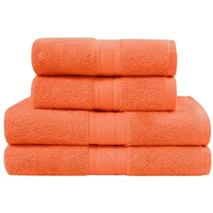 Sensei Maison Ensemble de bain 4 pièces en coton Corail pas cher