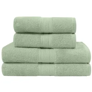 Sensei Maison Ensemble de bain 4 pièces en coton Sauge
