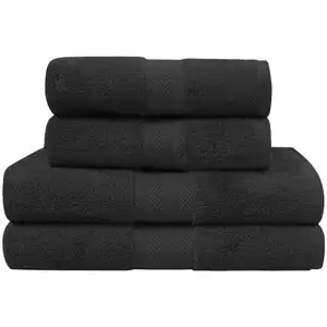Sensei Maison Ensemble de bain 4 pièces en coton Noir pas cher