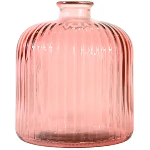 SENSEI MAISON - Vase en verre recyclé strié h 18 cm KOKILLE - 18 cm - Pétale pas cher