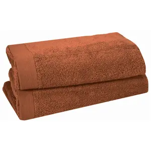 Sensei Maison Lot de 2 serviettes de toilette 500 g/m²  auburn 50x90 cm pas cher