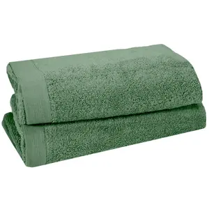 Sensei Maison Lot de 2 serviettes de toilette 500 g/m²  lichen 50x90 cm pas cher