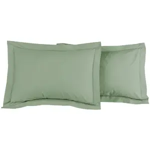 Sensei Maison Lot de 2 taies d'oreiller en percale de coton sauge 50x70 cm pas cher