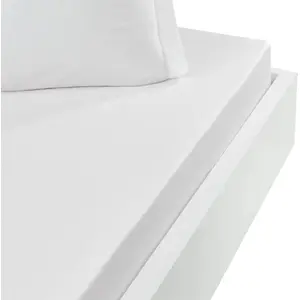 Sensei Maison Drap housse jersey coton peigné extensible bo blanc 80x200 cm pas cher