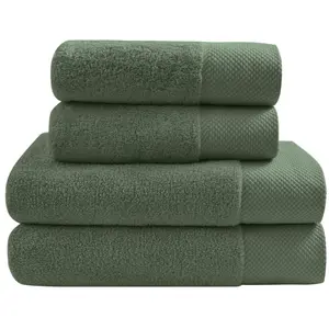 Sensei Maison Ensemble de bain 4 pièces en coton peigné Zéro Twist Eucalyptus pas cher