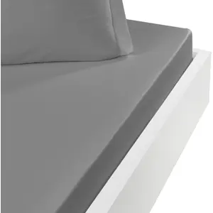 Sensei Maison Drap housse en flanelle de coton bonnet 30 cm gris perle 80x200 cm pas cher