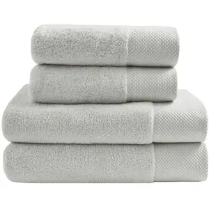 Sensei Maison Ensemble de bain 4 pièces en coton peigné Gris Perle pas cher