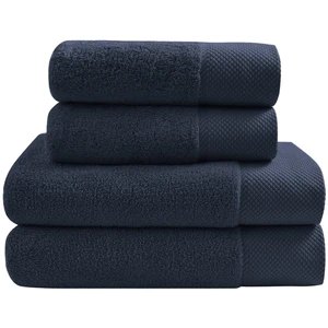 Sensei Maison Ensemble de bain 4 pièces en coton peigné Zéro Twist Bleu Nuit pas cher