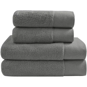 Sensei Maison Ensemble de bain 4 pièces en coton peigné Zéro Twist Anthracite pas cher