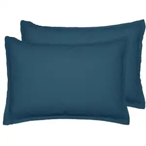 Lot de 2 taies d'oreiller en coton denim 50x70 cm pas cher